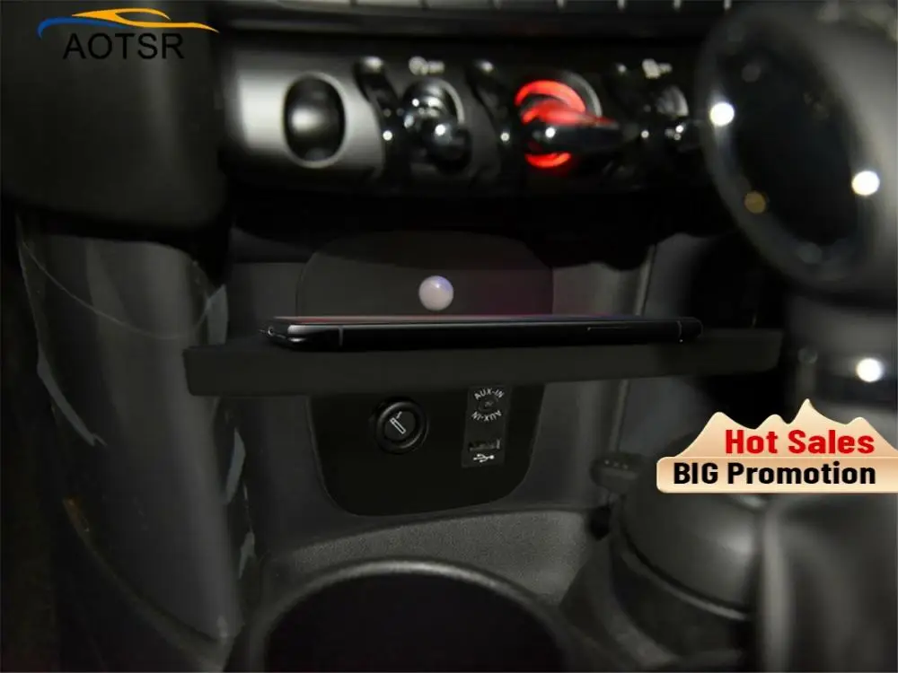 Автомобильное беспроводное зарядное устройство QI для BMW MINI F55/F56 2017-2019