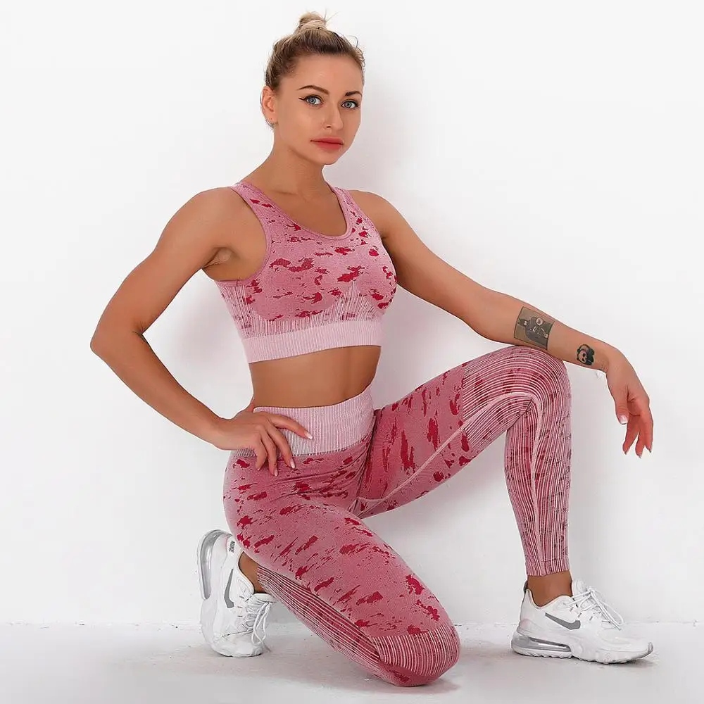 

Women Yoga Set Sportswear Tracksuit Seamless High Waist Push Up Running Fitness Leggings & Crop Tops Workout Yoga Gym Suits