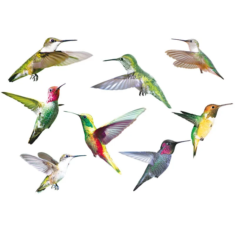 

4/6/8pcs Hummingbird Sticker Glass Decal Electrostatic Glass Film Anti-Collision Window Cling Non Adhesive Window Decor Decals