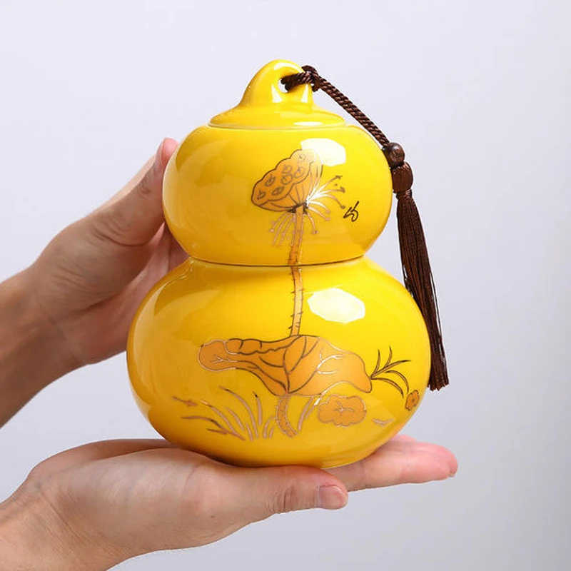 

Double Layer Porcelain Tea Can Classical Elegance Ceramics Storage Box Tassel Sealed Store Tank Coffee Packaging Jars Tea Caddy