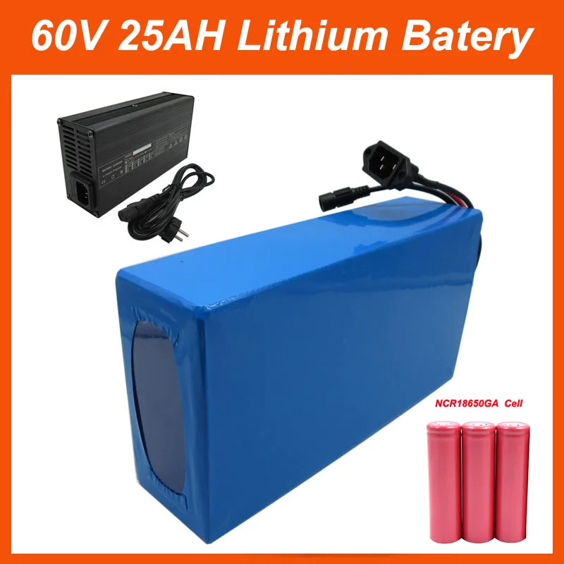 

2500W 60V Battery 2000W 60 V 20AH 25AH 28AH Electric Bike lithium ion Battery Pack NCR18650GA 3500mah cell 5A Charger
