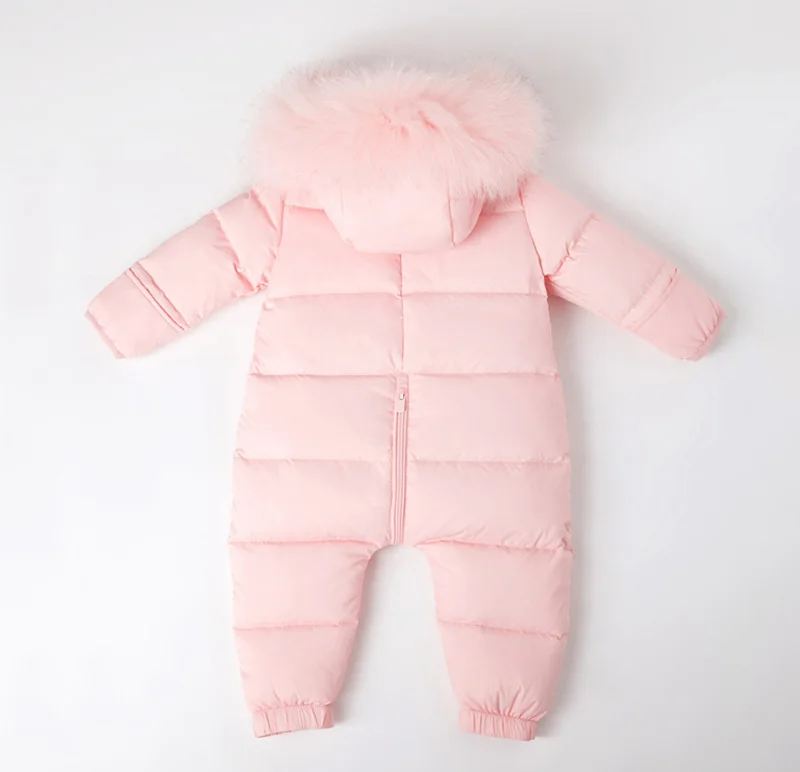 White Down Baby Boy Jumpsuit Waterproof Winter Baby Girl Clothes Thick Warm Hooded Baby Romper Outwear Toddler Onesie