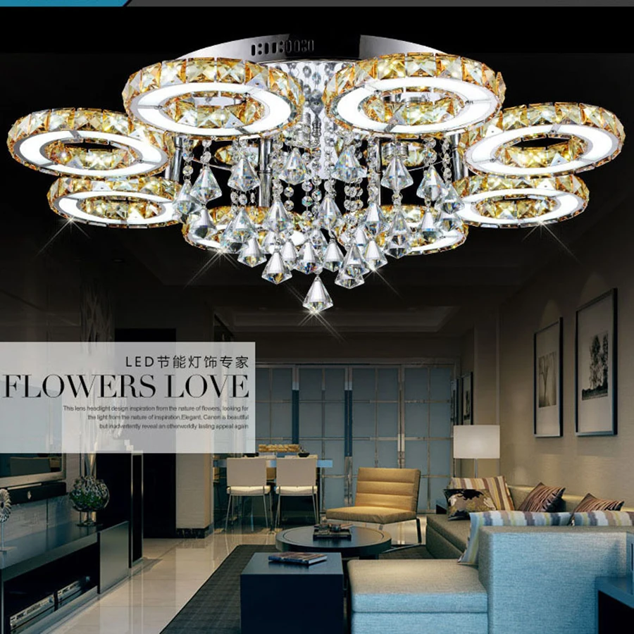3/5/6 кольца K9 хрустальные Светодиодный ные люстры освещение Современные
