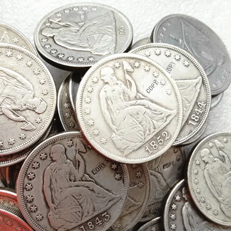 Посеребренные монеты США 96 шт. моргановских долларов 25 мирных 46 серебряных