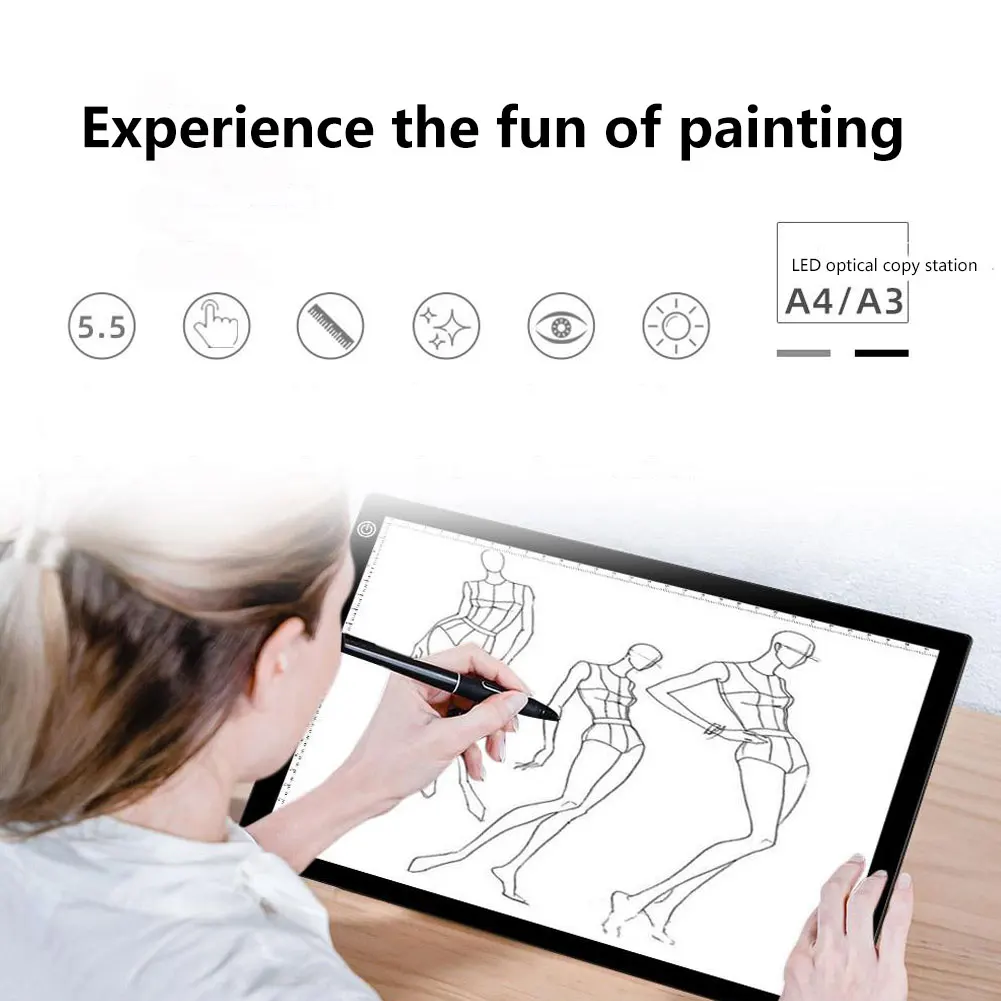 

Drawing Tablet Digital Graphics Pad Led Copy Board A4 Light Box Adjustable Brightness With Memory Function For Drawing Sketching