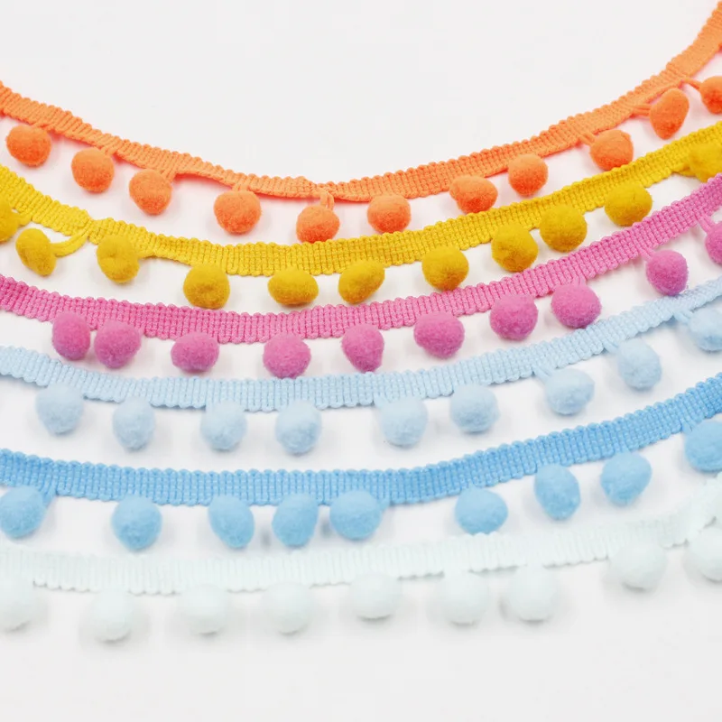 

2-10 Yards Pom Pom Trim Ball 12mm MINI Pearl Pompom Fringe Ribbon Sewing Lace Kintted Fabric Handmade DIY Craft Accessories