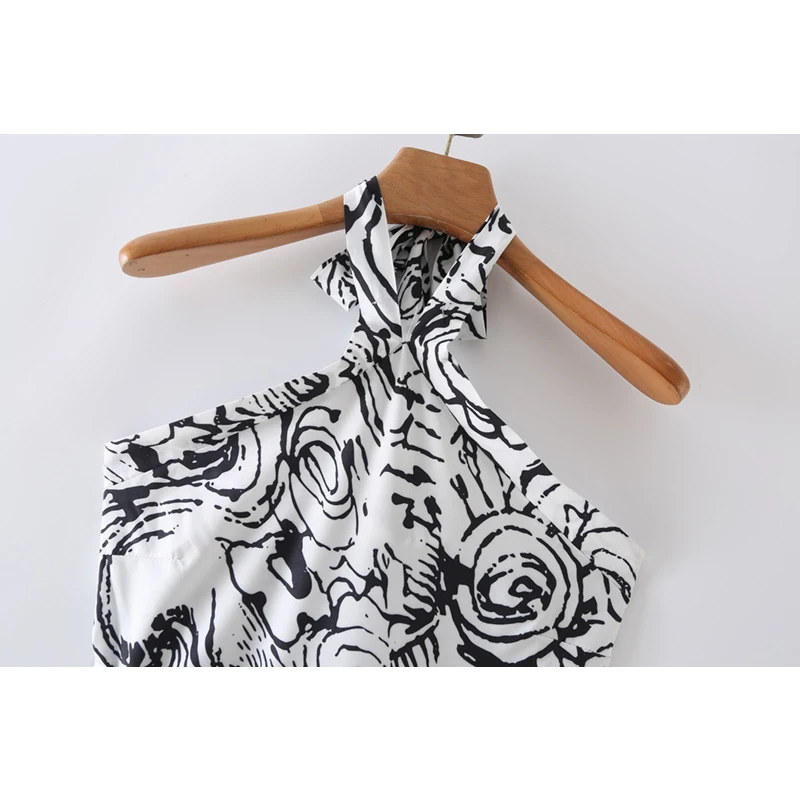 

WXWT 2021 Summer Women Digital Print Halter Sexy Mini Dress Sleeveless Backless Ladies Fashion Short Dress Vestidos XZ21056