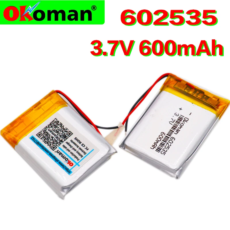 Перезаряжаемая литий полимерная батарея 3 7 в 600 мАч 602535 po ионные аккумуляторы для