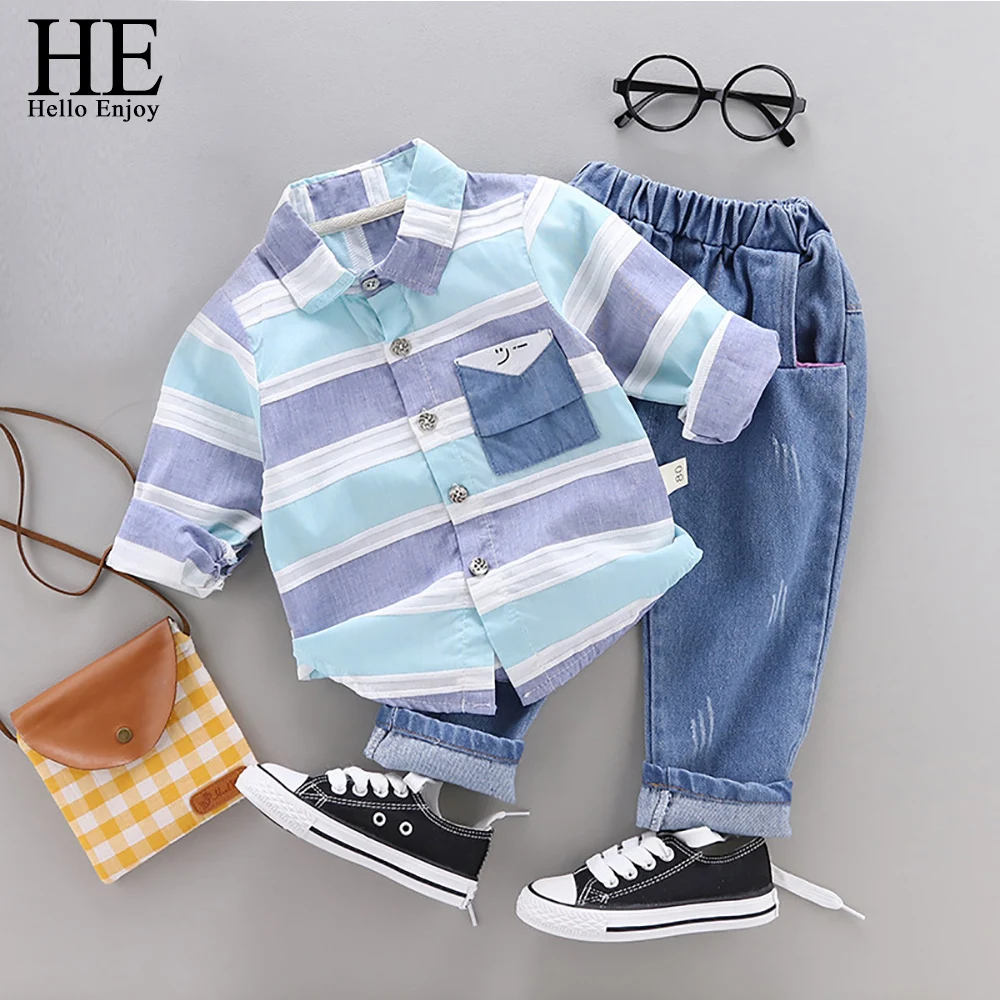 HE Hello/комплекты одежды для маленьких мальчиков Осенняя рубашка с длинными