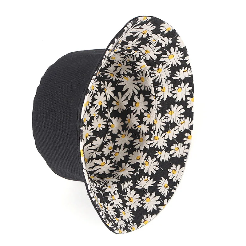 Панама унисекс двусторонняя с принтом ромашек летняя 2020 | Аксессуары для одежды