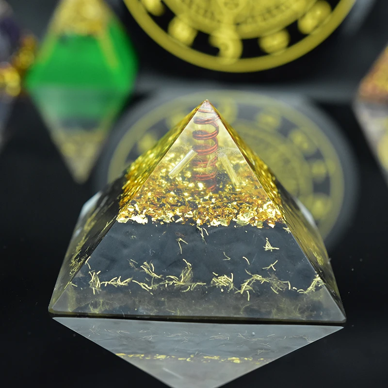 New Natural Crystal Point Orgonite Reiki Tourmaline Orgone Pyramid Energy Generator Meditation Yoga  Balancing Positive Energy