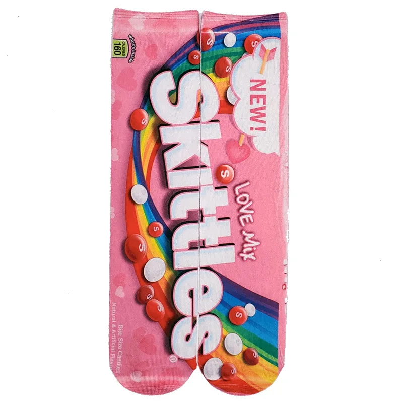 Хлопковые носки унисекс с 3D принтом картофельных чипсов шоколада фруктов конфет