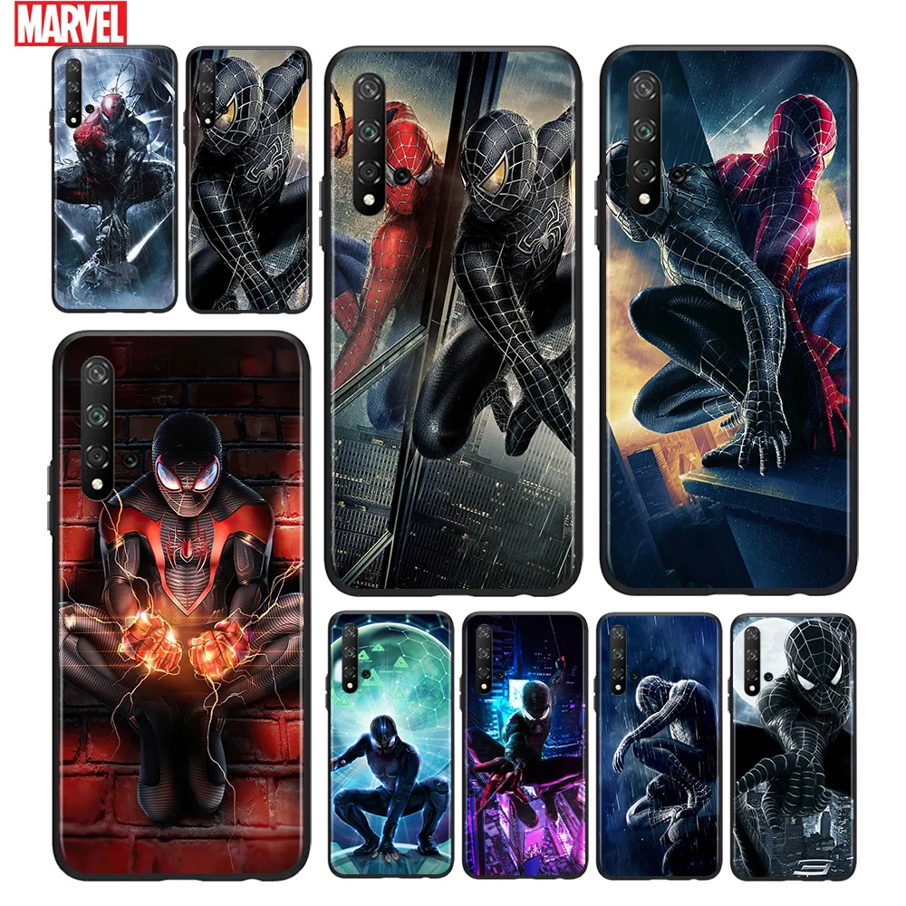 Мягкий черный чехол для телефона с принтом Человека паука Huawei Honor 10 20 30 10i 20i 30i 10X V20