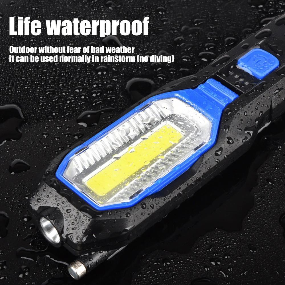 

Blue/Orange COB LED Work Light Adjustable USB Rechargeable Inspection Lamp Camping Lantern With Hook Magnet Pick Tools