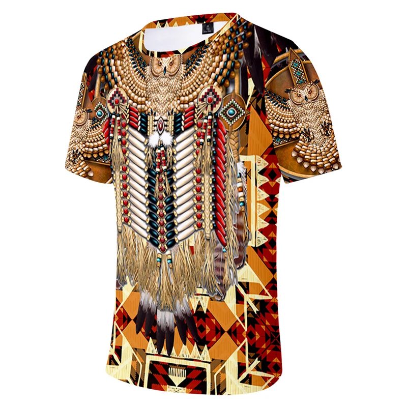 

Native Indian Tribe Wolf Costume Cool 3d T-shirt Fashion Men Women T Shirts Tops O-neck Short Sleeve Harajuku T-shirts Tee Shirt