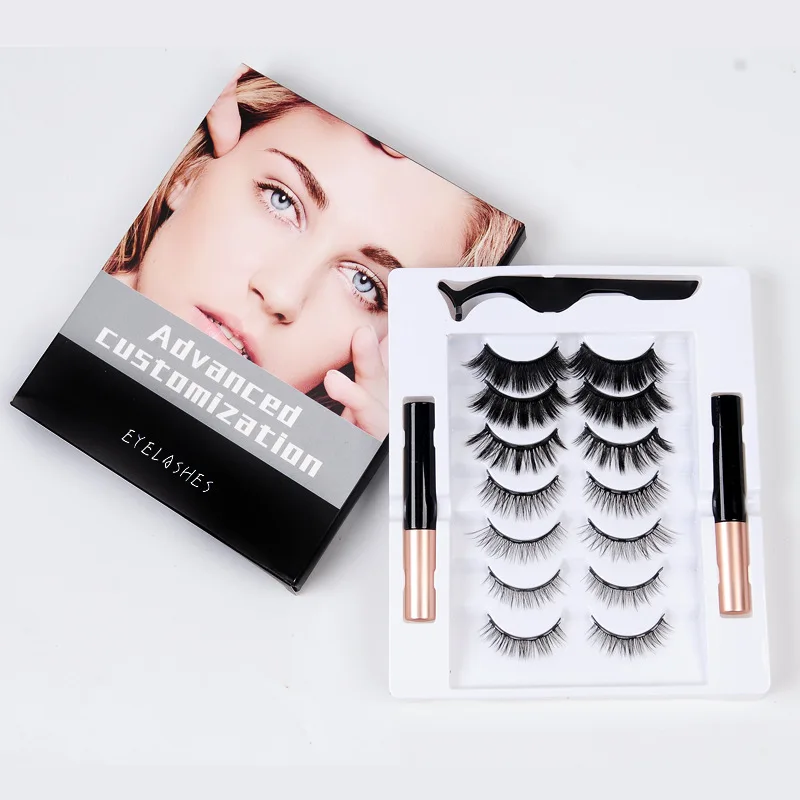 

3Pairs 3D Mink False Eyelash Magnetic Eyelashes Magnet Eyeliner Fake Eyelash Waterproof Liquid Long Lasting lash Makeup