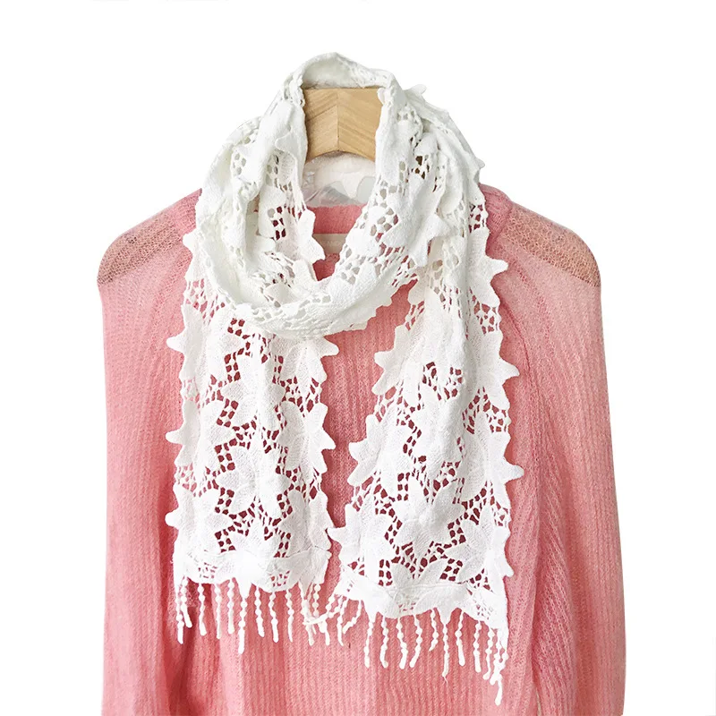 

Pure color Sweet hollow Flower sunscreen scarf new lace shawl Fashionable snood winter warm neckerchief scarf ladies silk scarf