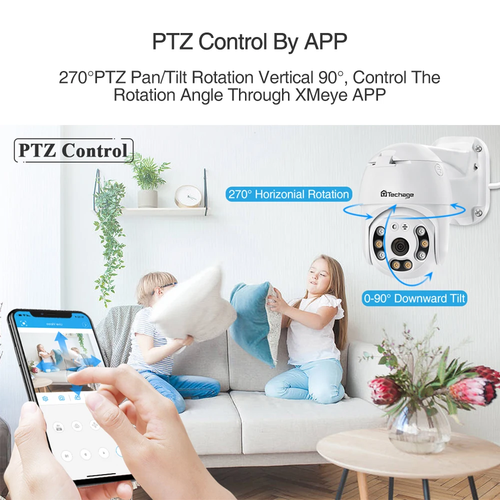 

5MP Security POE IP Camera 1080P PTZ Dome Video Camera Outdoor Ai Human Detect Two Way Audio 2MP Camera XMEye TF Card