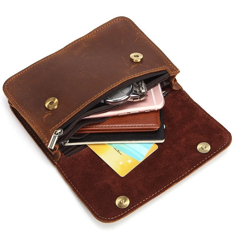 Винтажная поясная сумка Crazy Horse из натуральной кожи для мужчин дорожная маленькая