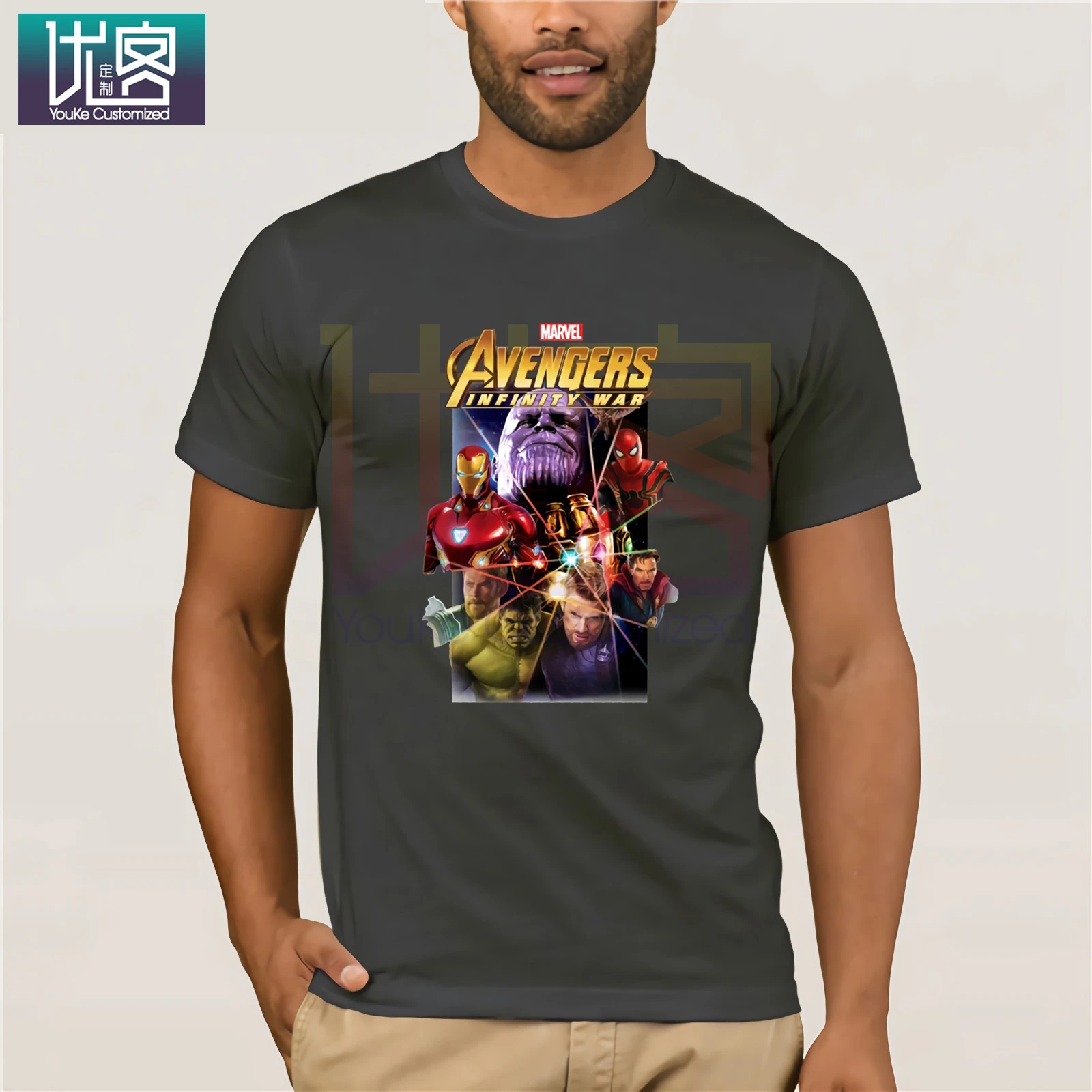 Мужская футболка с круглым воротником из чистого хлопка Infinity War Thanos лидер продаж