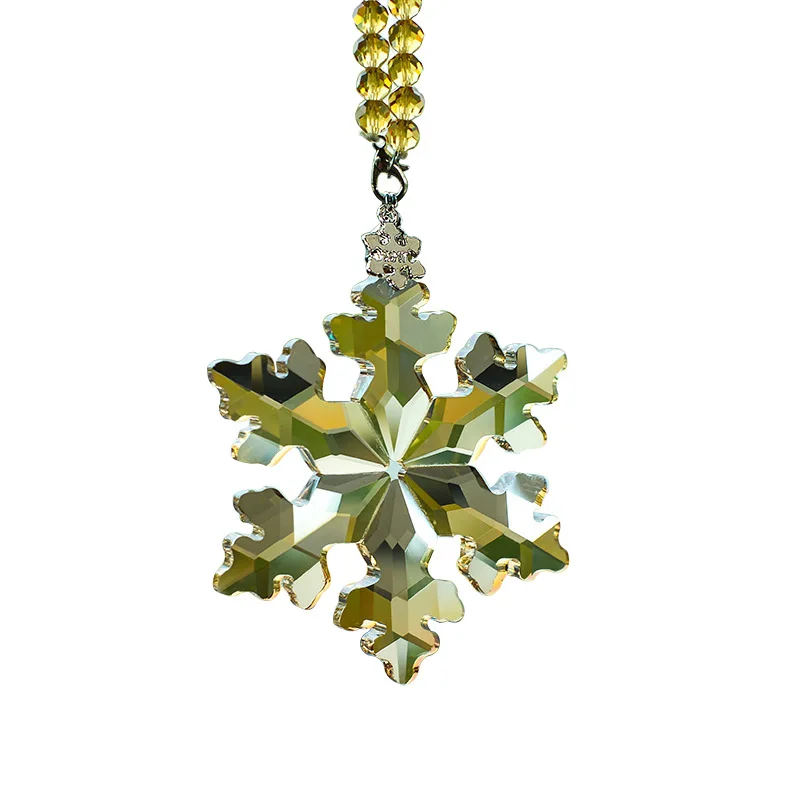 

Crystal snowflake pendant car interior decoration car mirror pendant fashion simple car pendant rainbow decor