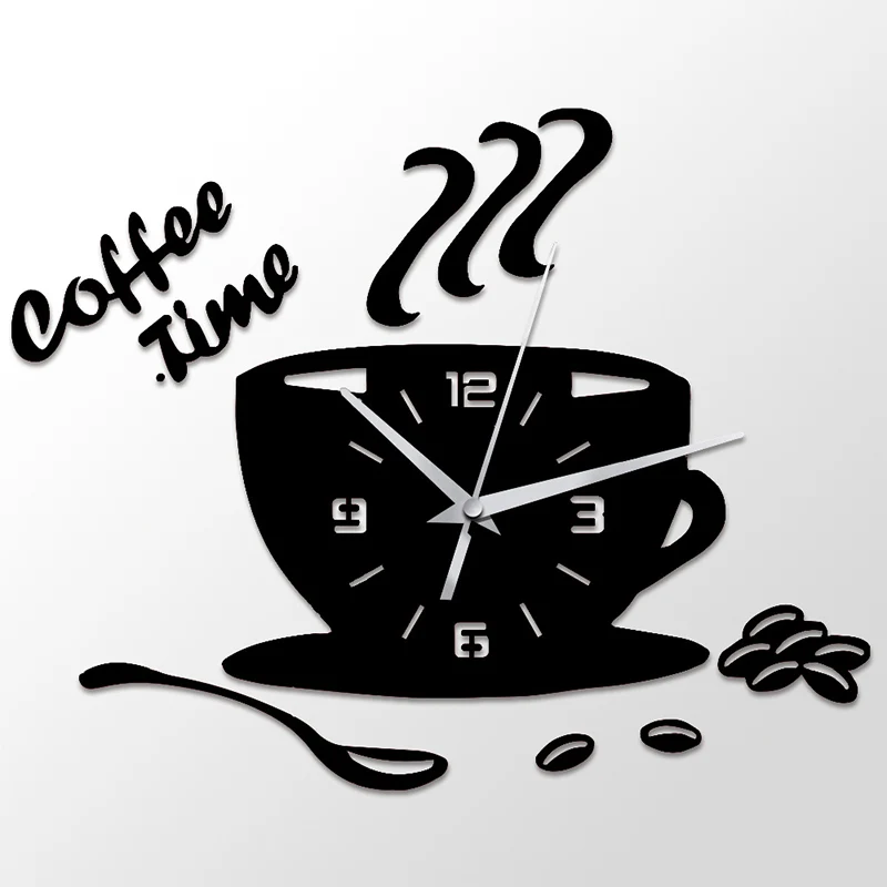 3D DIY Clock Acrylic Wall Modern for Kitchen Home Decor Cup Shape Sticker Hollow Numeral | Дом и сад