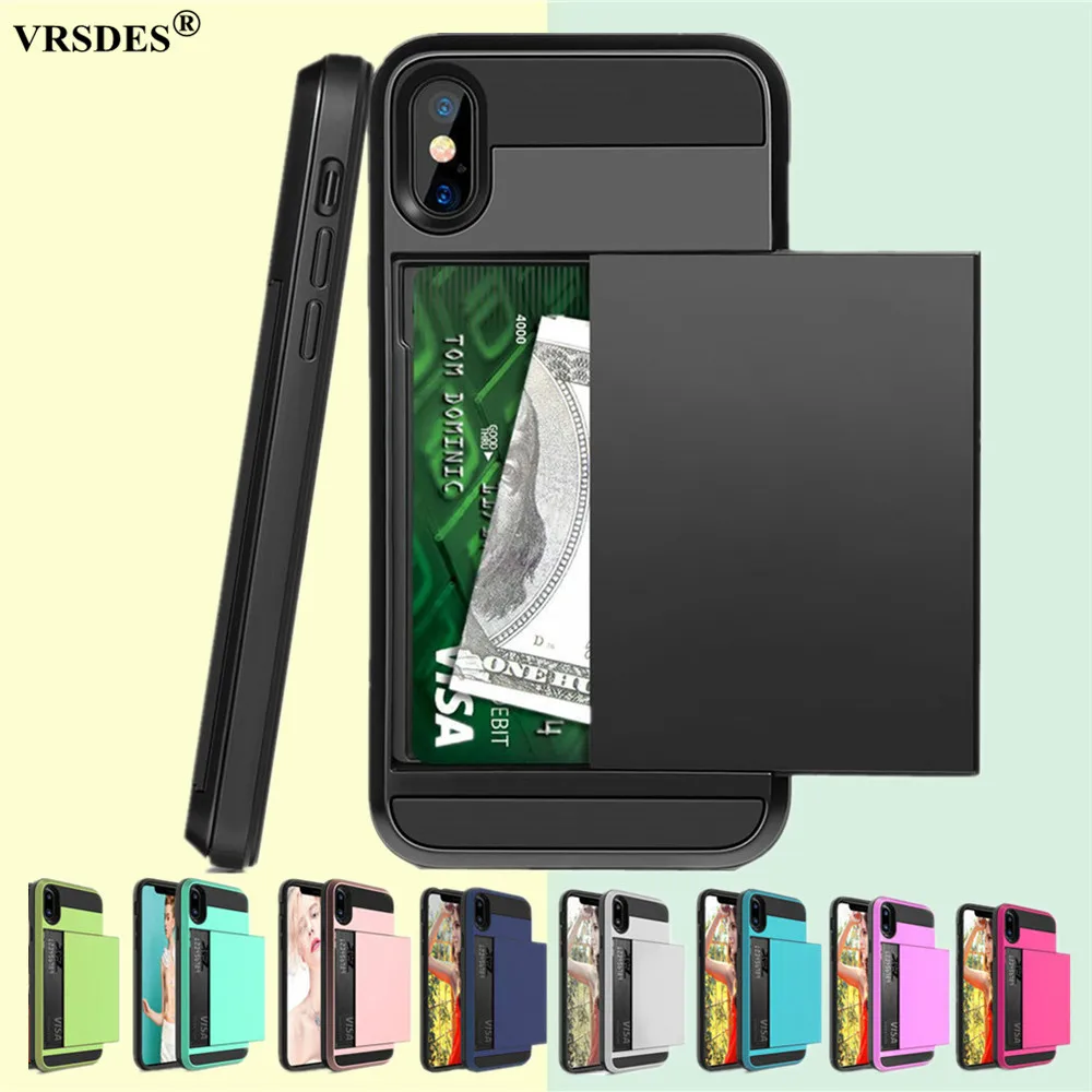 

Slide Credit Card Slot Wallet Phone Case For iPhone XR X XS Max 8 7 6 6S Plus Case For iPhone 11 Pro Max 6.5 6.1 5.8 8+ 7+ Capa