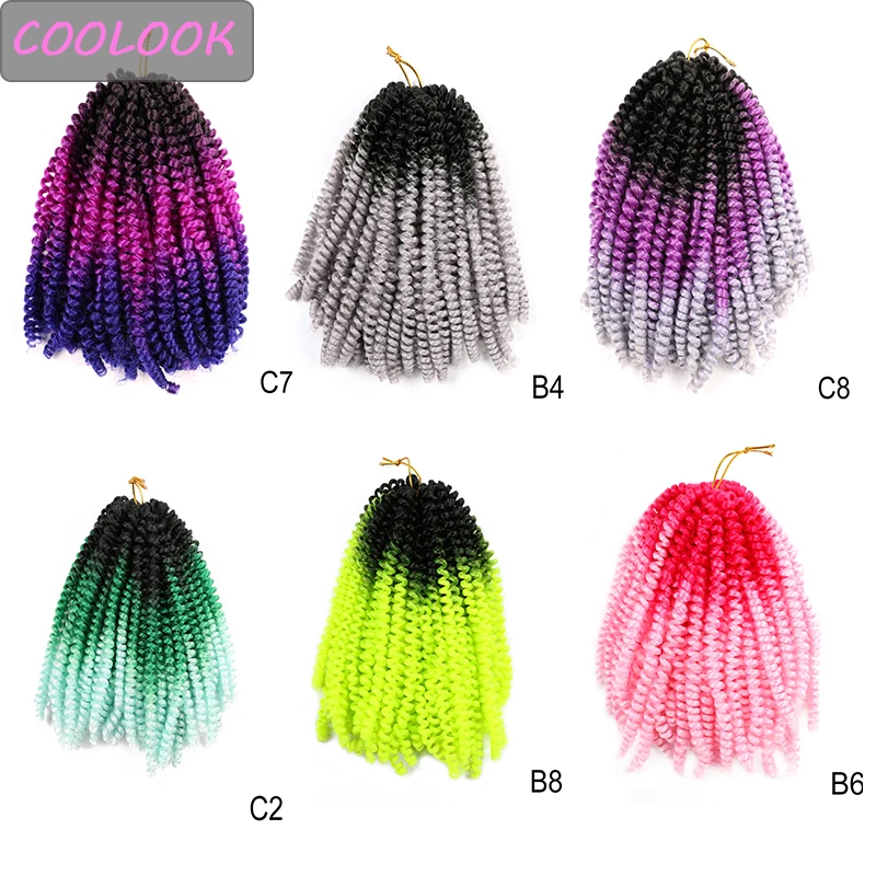 

Short Spring Twist Hair for Black Women Ombre Colorful Passion Twist Hair Synthetic Crochet Braiding Hair Extension Brown Purple