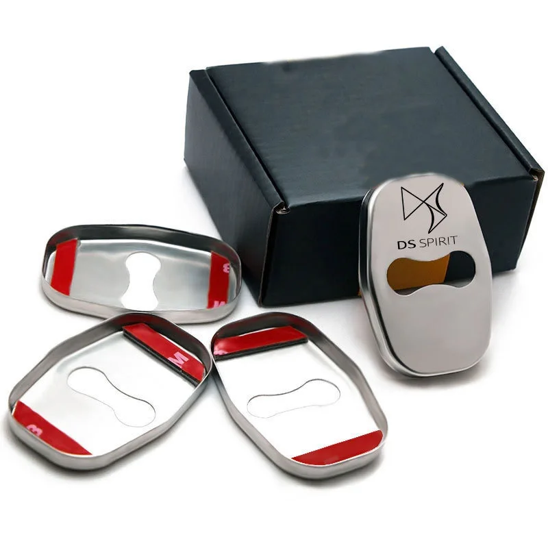 

For DS series DS6 DSSLS DS4S DS5LS Door Lock Protective Cover stainless steel door lock cover Door lock Caps Car styling 4PCS