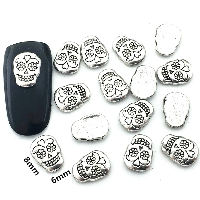 

Halloween Skull Retro Metal Alloy Nail Art Decorations 3d Design Nail Charms Jewelry Rock Punk Nail Supplies Arts Accessories