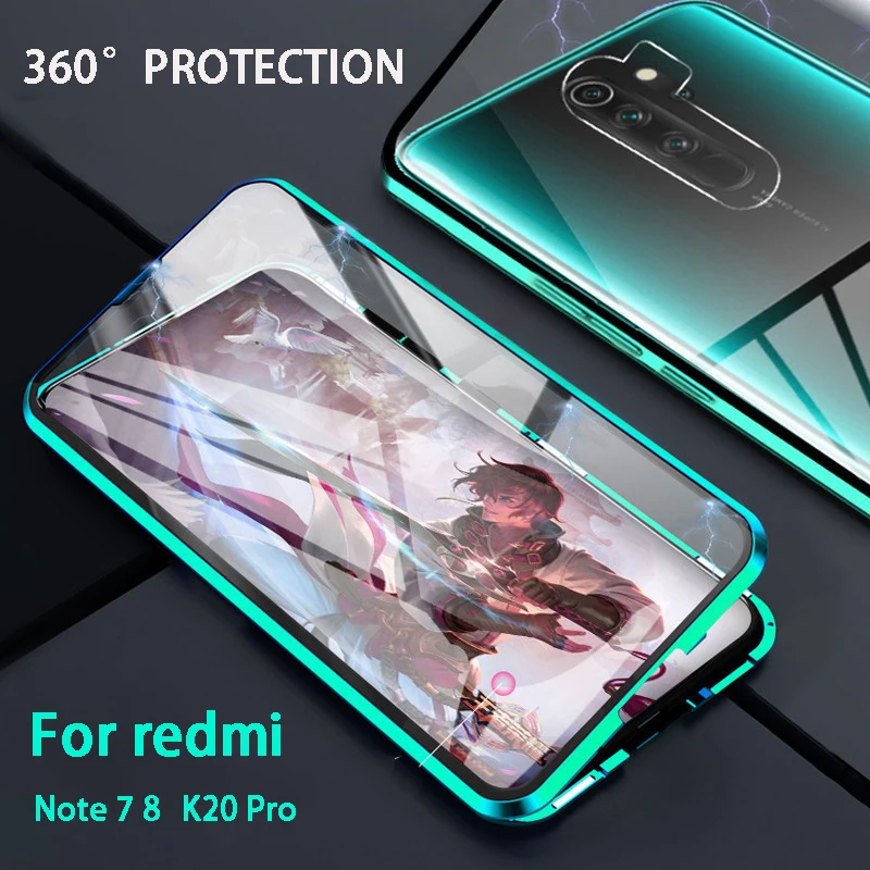 Магнитный адсорбционный металлический чехол для телефона Xiaomi Redmi Note 8 7 Pro