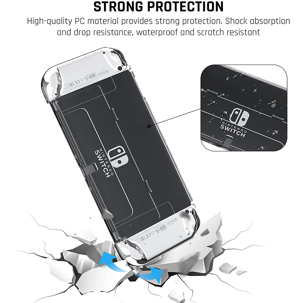 switch oled cover 3 in 1 hard shell case tempered screen protector film thumb grips caps for nintendo switch oled accessories free global shipping