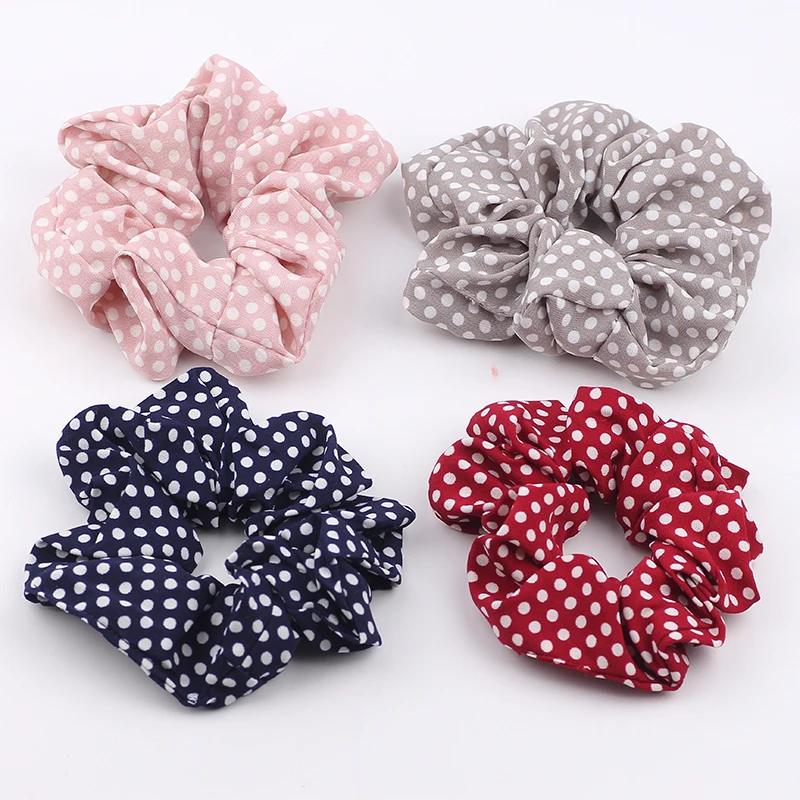 

Dot Design Chiffon Elastic Hair Bands Ponytail Holder Floral Hair Scrunchies Hair Ties Vintage Hairbands for Lady hair Accessori