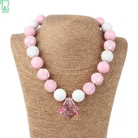 5pcs new crystal pendants necklaces chunky charm bubblegum pearl beads necklace pendant girl kids children jewelry