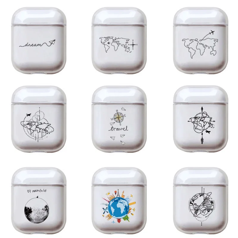 Забавная карта мира для Apple Airpods чехол крышка милый прозрачный Роскошный защитный