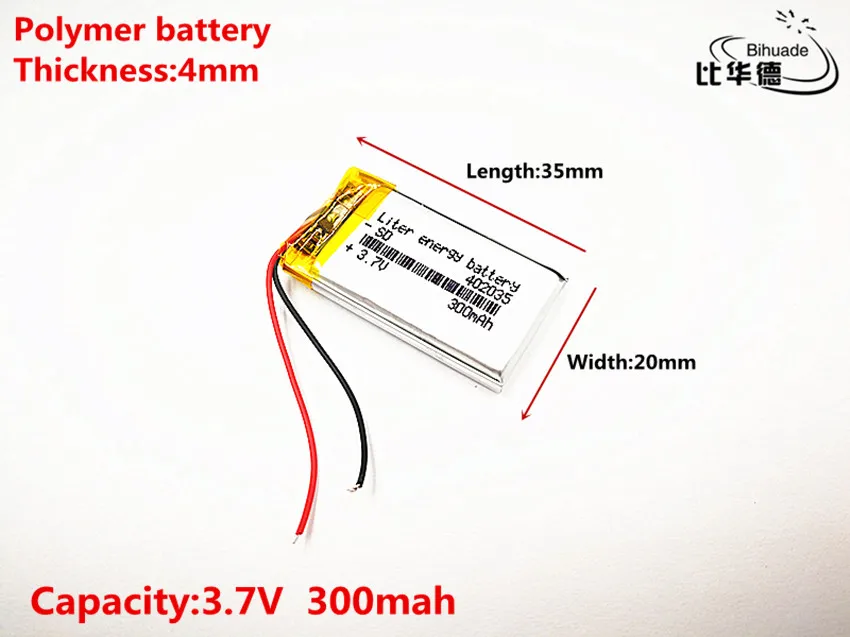Liter energy battery Good Qulity 3.7V 300mAH 402035 Polymer lithium ion / Li-ion for TOY POWER BANK GPS mp3 mp4 | Электроника