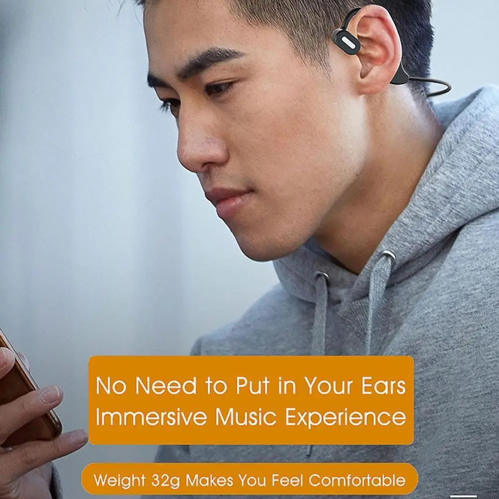 

New Dyy-5 Wireless Bluetooth 5.0 Bone Conduction Ear Headset Hook with Comfortable Sports Mic Stereo Earphone Waterproof Ea X1L4