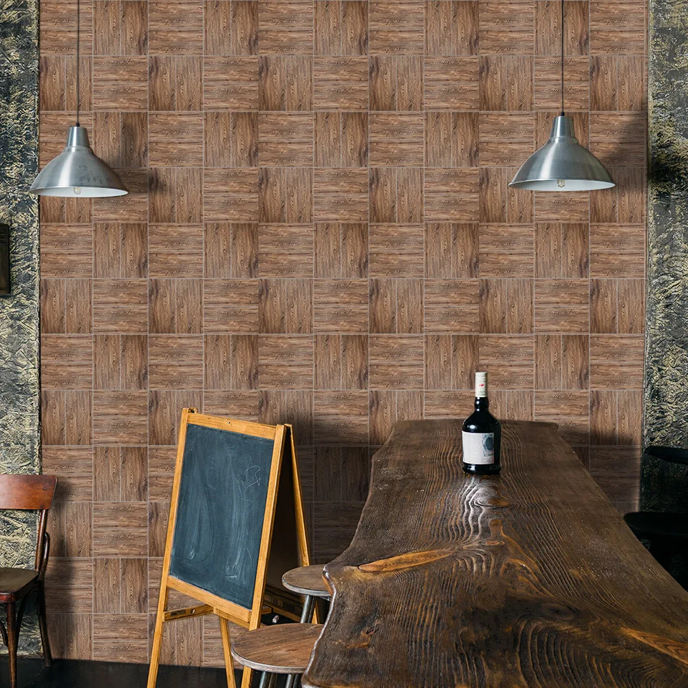 9 шт./упак. 20x10 см темно коричневая деревянная самоклеящаяся ПВХ Настенная