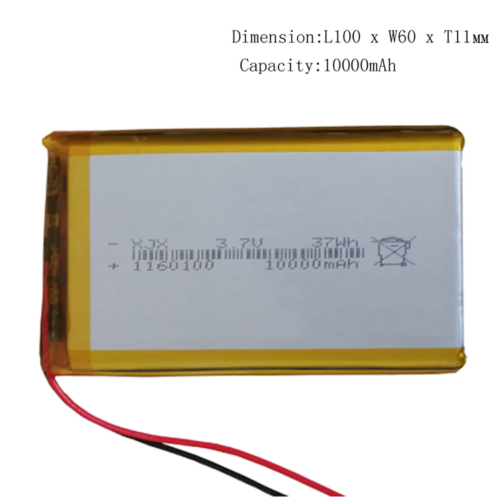 1160100 battery 3.7V 10000mAh Lithium polymer Rechargeable Batteries For Tablet PC Power Bank MP4 Remplacement bateria