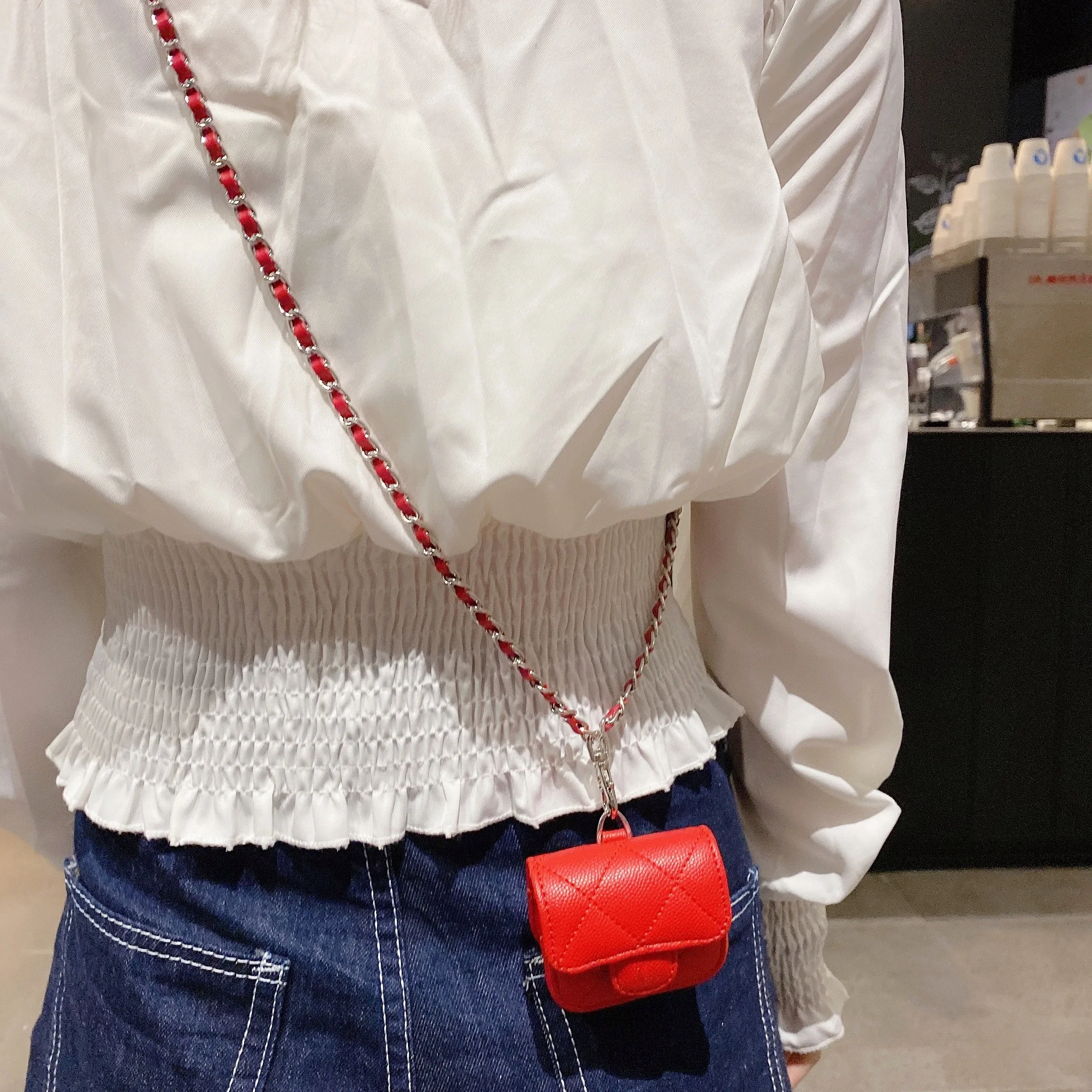 

Luxury Brand With Leather Strap Universal Earphone Bag For Airpods 1 2 3 Pro Protective Headphone Box Accessory Headset Leather