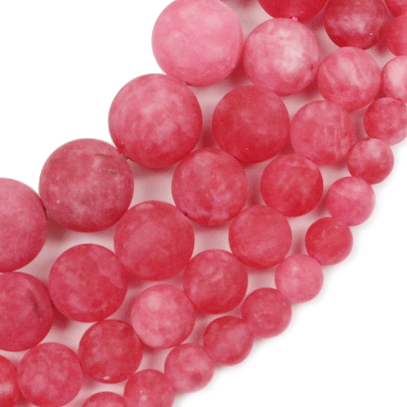 

Natural Matte Rhodochrosite Chalcedony Stone Round Loose Beads for Jewelry Making 4/6/8/10/12mm 15 inches DIY Necklace Bracelet
