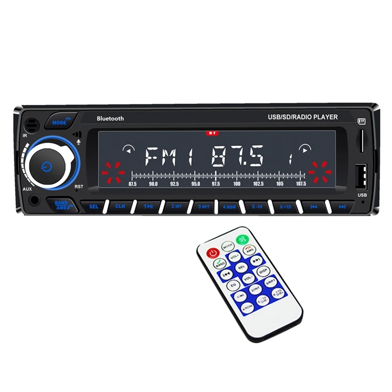 

Автомагнитола 12 В, стерео-система с Bluetooth, с дистанционным управлением, разъемом USB/AUX, mp3-плеер, Типоразмер 1 Din