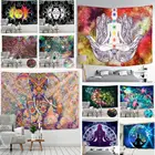 Индийская мандала, гобелен, жемчуг, слон, искусство, настенная подвеска, солнце и луна, медитация, чакры, гобелены для декора гостиной