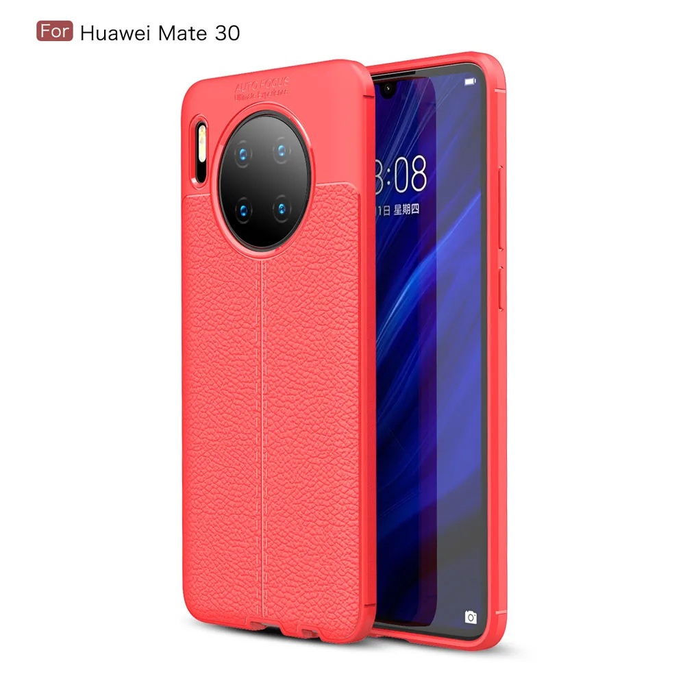 Красный Кожаный чехол для huawei mate 30 mate 30 Pro, чехол, мягкий силиконовый бампер, чехол для телефона, чехол для huawei mate 30 Pro 20 Lite - Цвет: Красный