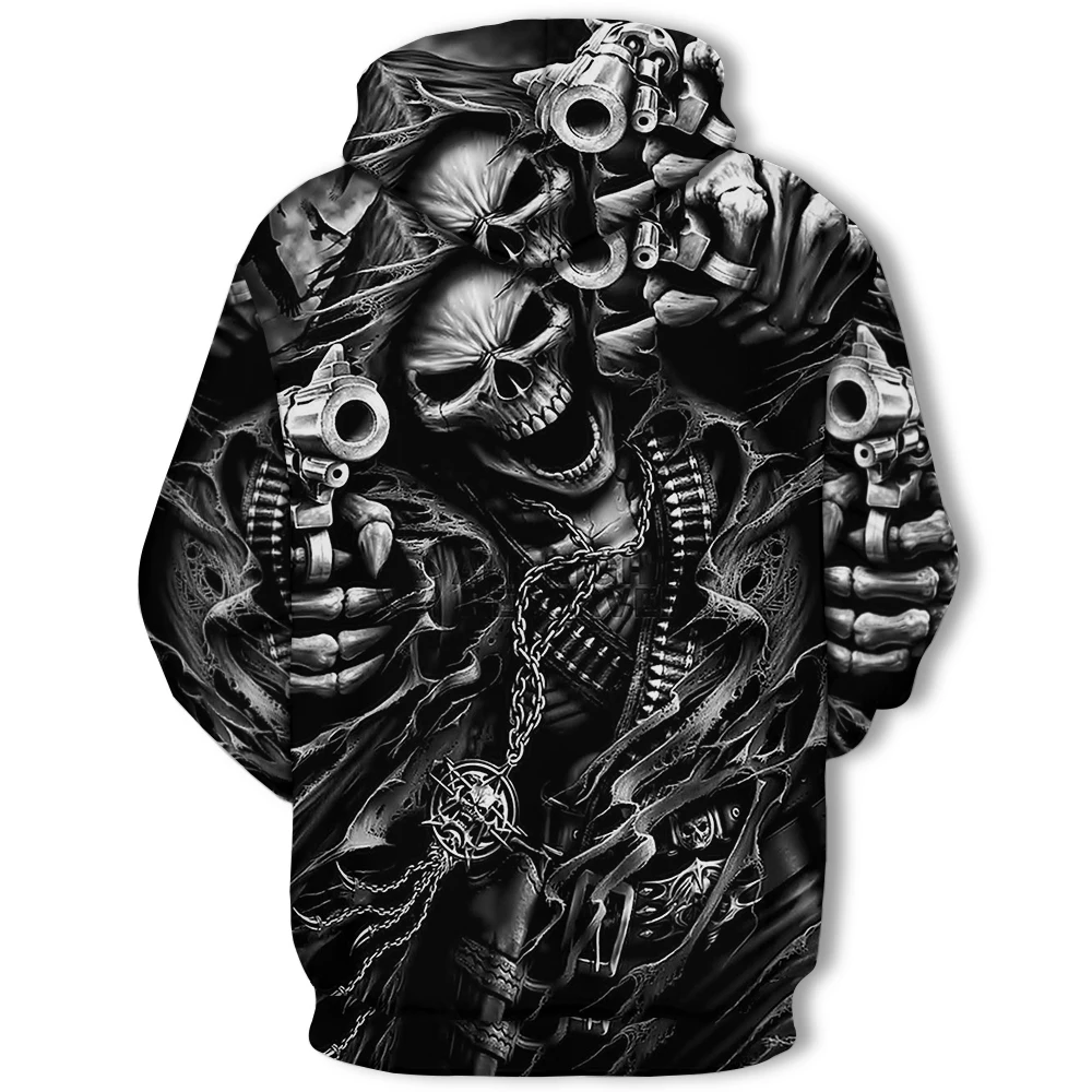 

2021 new hot unisex sweatshirt 3d-printed flame skull hoodie pocket grey coat Men's casual hoodie Manufacturer promotion S-5XL