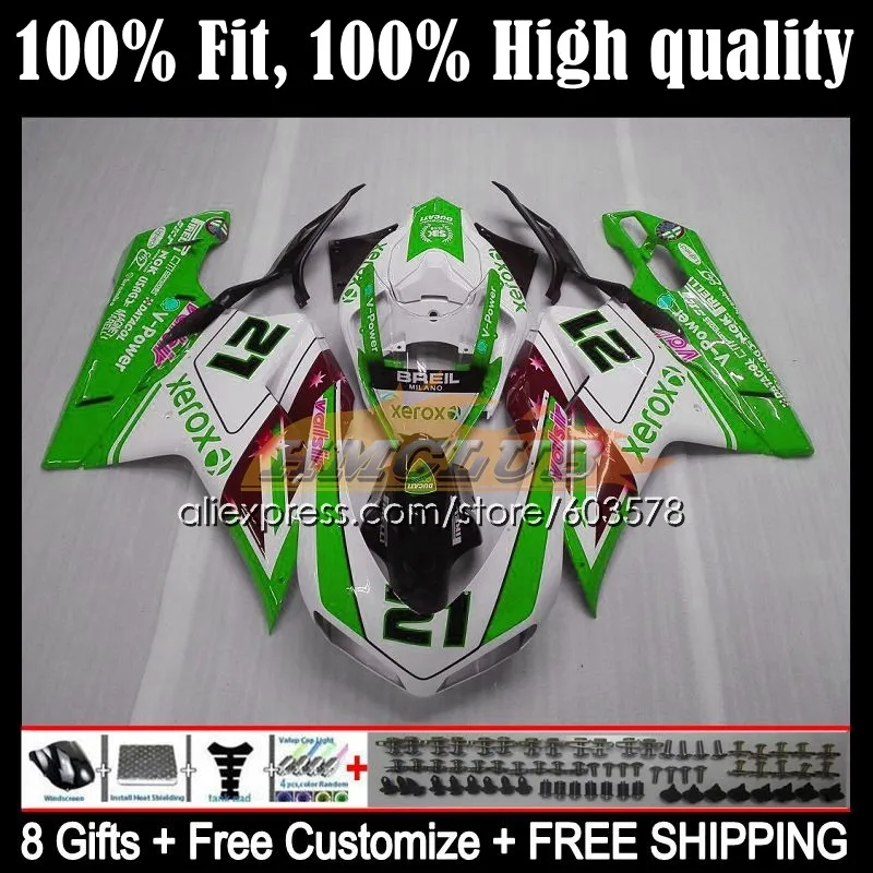 

Injection For DUCATI 848 1098 1198 S R 07 08 09 12 60CL.138 1198S 848R 1098R 2007 2008 2009 2010 2011 2012 Fairings green white