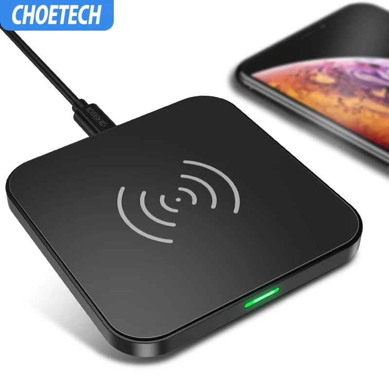CHOETECH 10 Вт/5 Вт Qi Беспроводное зарядное устройство для iPhone Xs Max Xr X 8 8Plus быстрая Беспроводная зарядная панель для samsung S10 S9 S9+ S8 Note 9 8