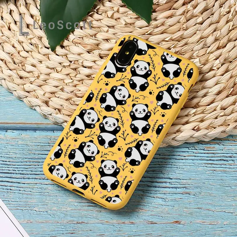 

Cartoon china panda Cute Animal Phone Case Candy Color for iPhone 11 12 pro XS MAX 8 7 6 6S Plus X SE 2020 XR