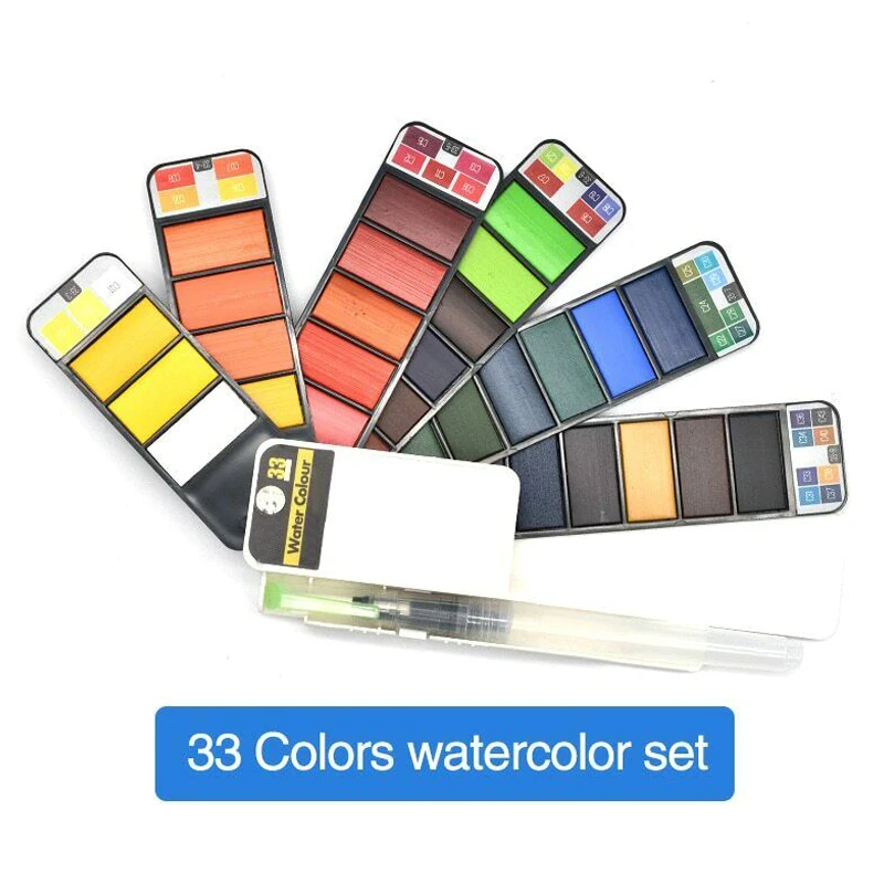 Portable Watercolor Kits 18/25/33/42 Colors Foldable Paint Set Outdoor Painting Artist Kids L9 | Дом и сад