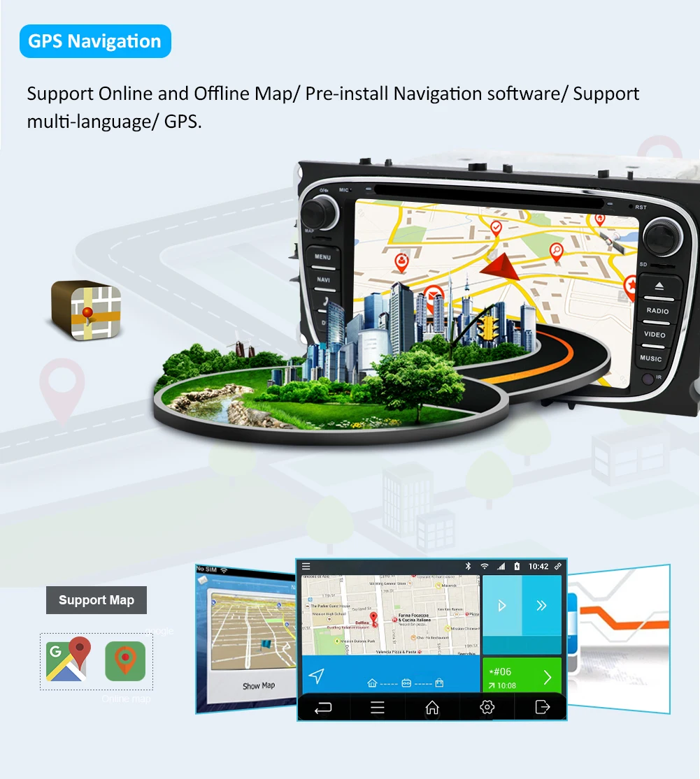 2G ram для ford s max 2 din радио для фокуса Кассетный плеер android радио тюнер управление рулем gps-навигация, dvd-плеер